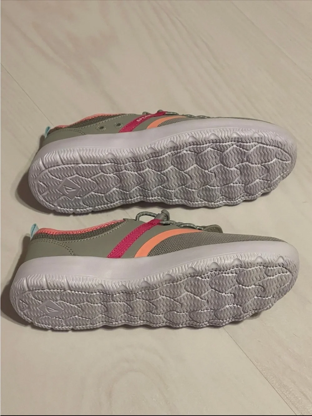 Sperry Kids Olive Water Shoes with Coral & Pink Trim